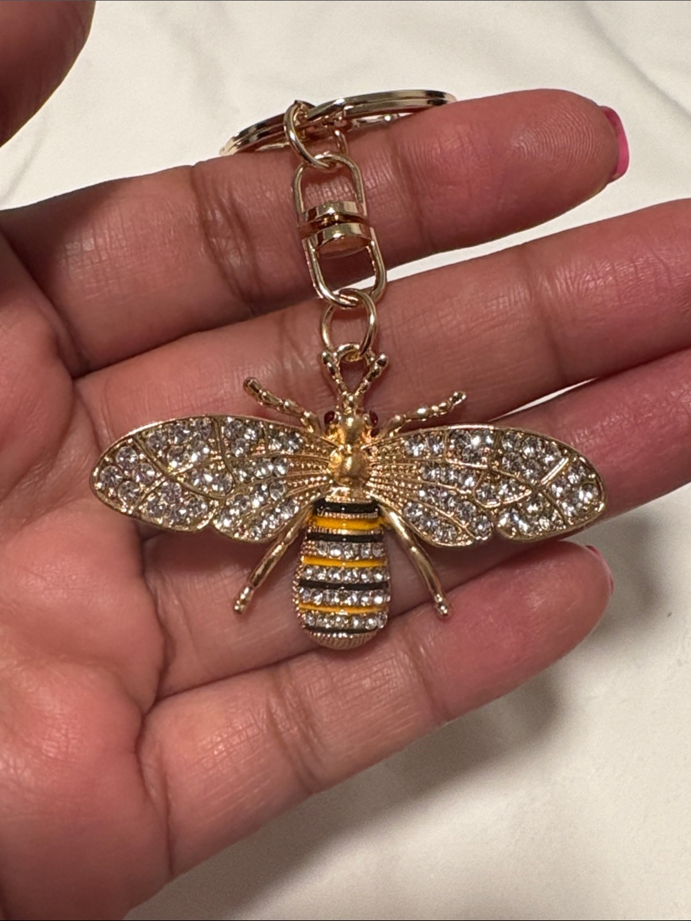 New Bee Bag Charm Keychain with Rhinestones